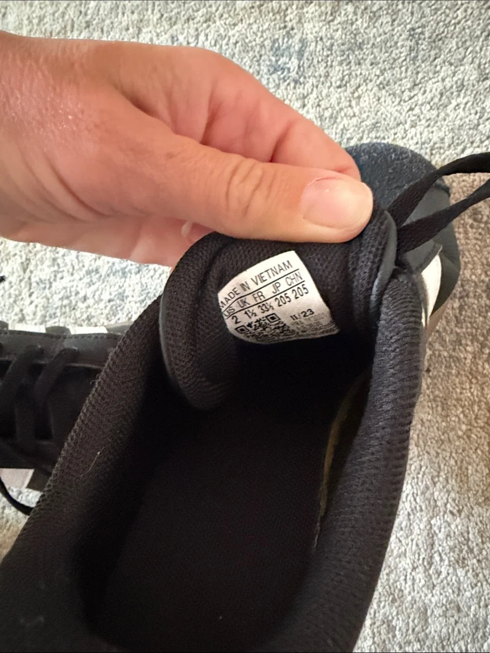 adidas Kids Black Sneakers with White Stripes